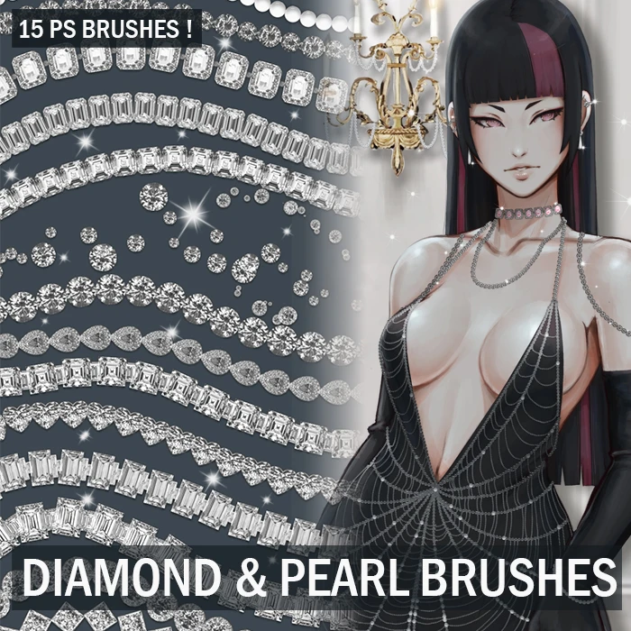 DIAMOND & PEARL BRUSHES + BONUS LAYER STYLES FOR PHOTOSHOP product image (1)