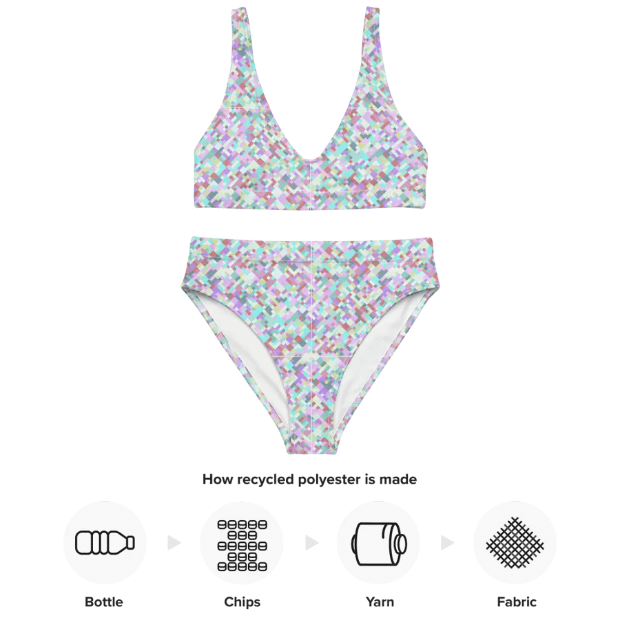 Colorful Mosaic Pattern Design High Waisted Bikini - v6 product image (4)