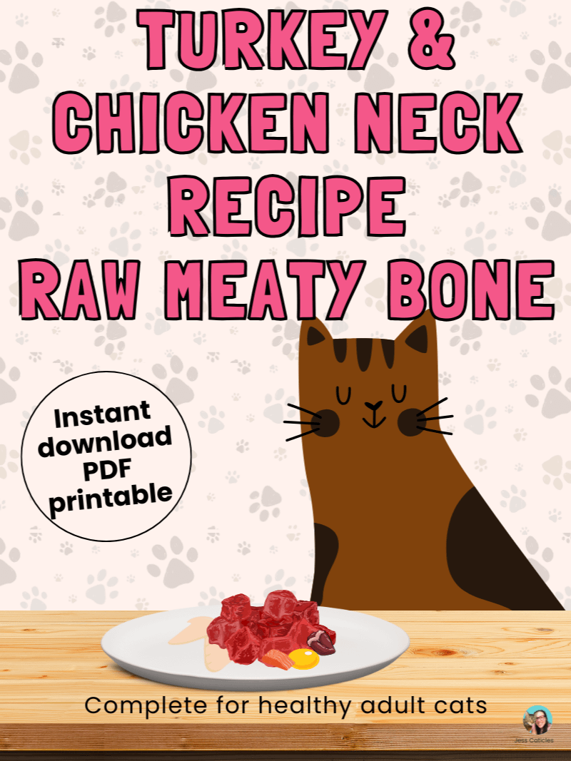 Turkey & chicken neck raw meaty bone cat food recipe ~ 1 recipe for adult cats product image (1)