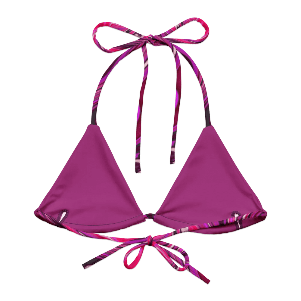 Padded String Bikini Top - Pink and Purple Digital Fluid Art product image (7)