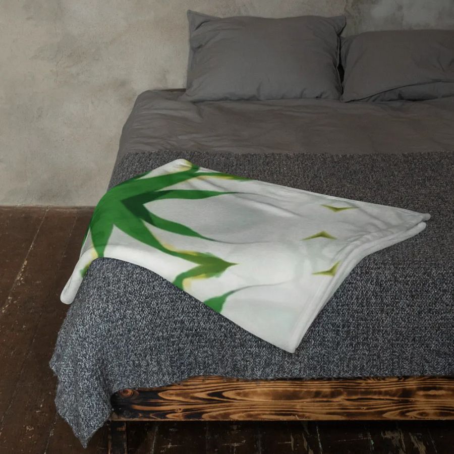 White & Green Floral Throw Blanket product image (12)