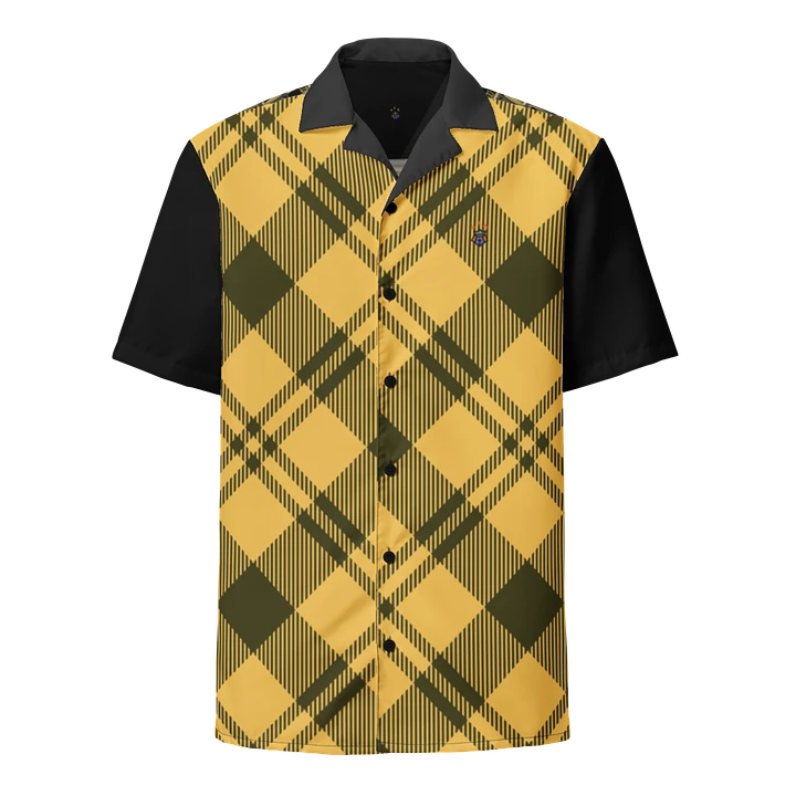 Yellow Plaid Blessed by God Designer Logo in Back Button-up Shirt product image (1)