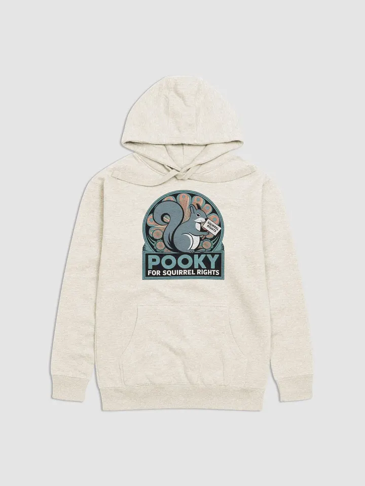 Super Soft Hoodie: Pooky for Squirrel Rights! Deco, teal font. product image (1)