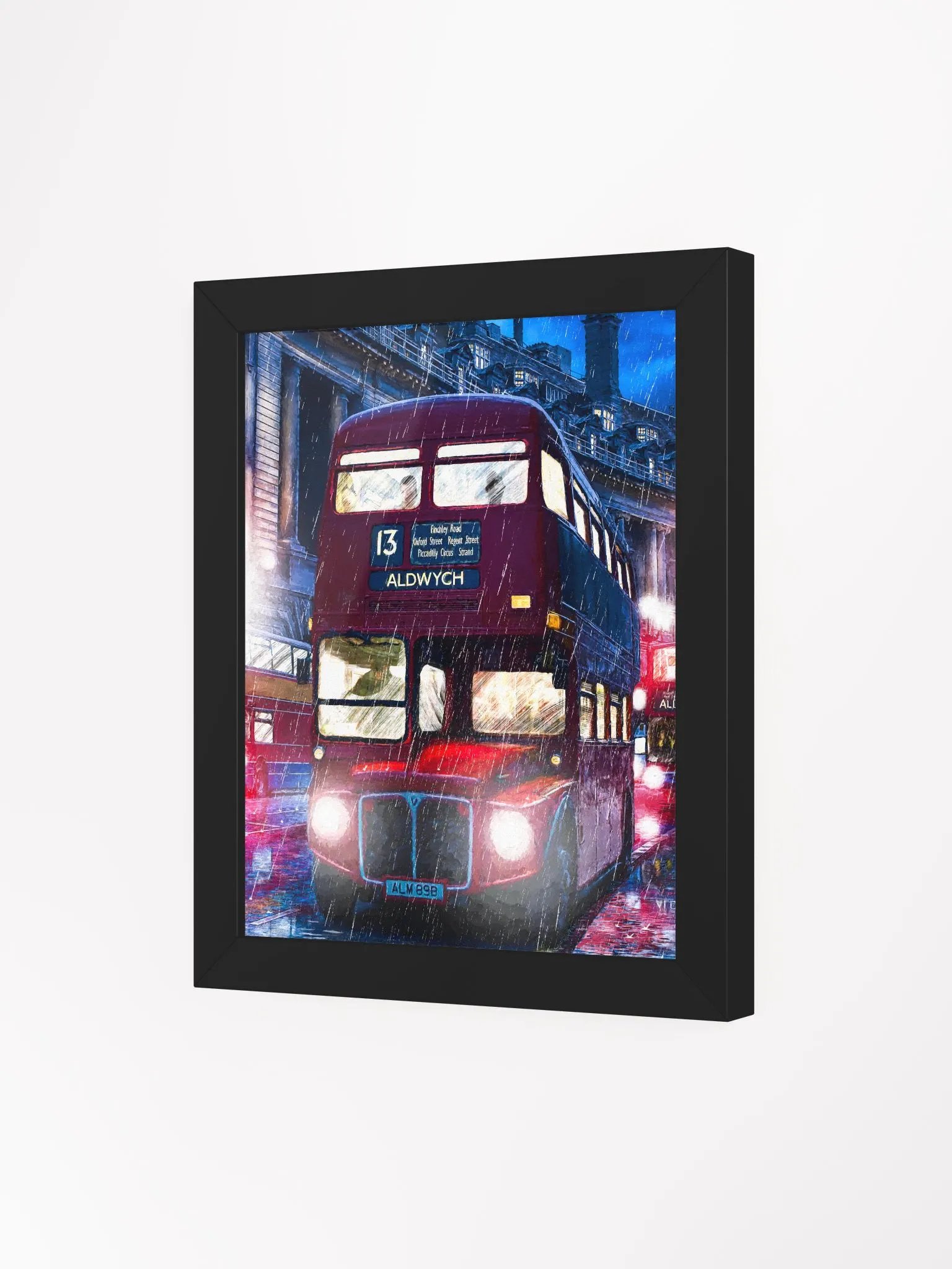 Routemaster Bus – Rainy London Studio Framed Print product image (3)