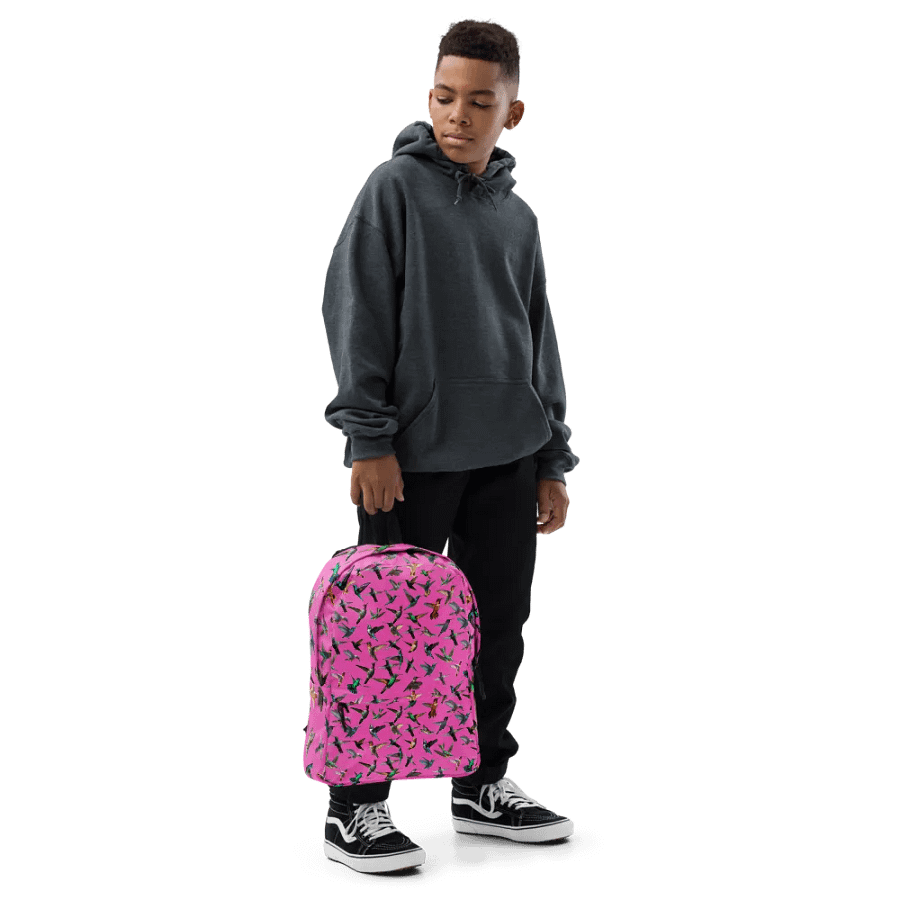 humming bird print backpack pink Backpack for young girls product image (6)