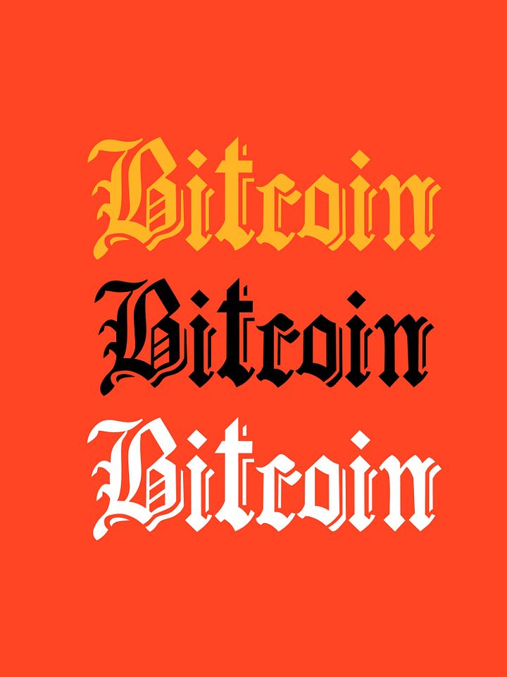Bitcoin PNG Gold, Black & White Old English Lettering product image (1)