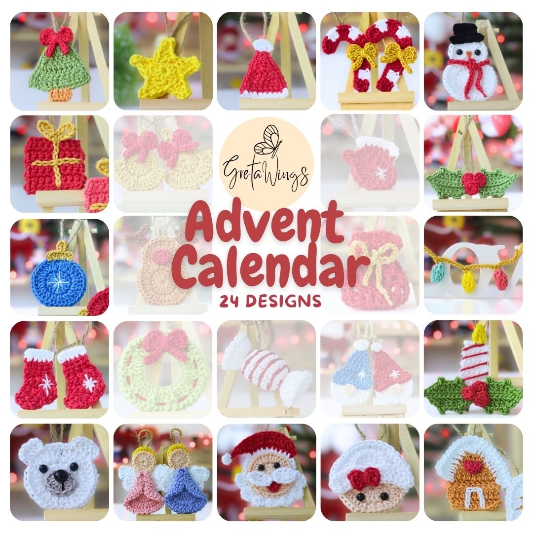 Mega Pack Crochet Pattern Advent Calendar | 24 Easy Mini Amigurumi Christmas Ornaments (Instant Download) product image (1)