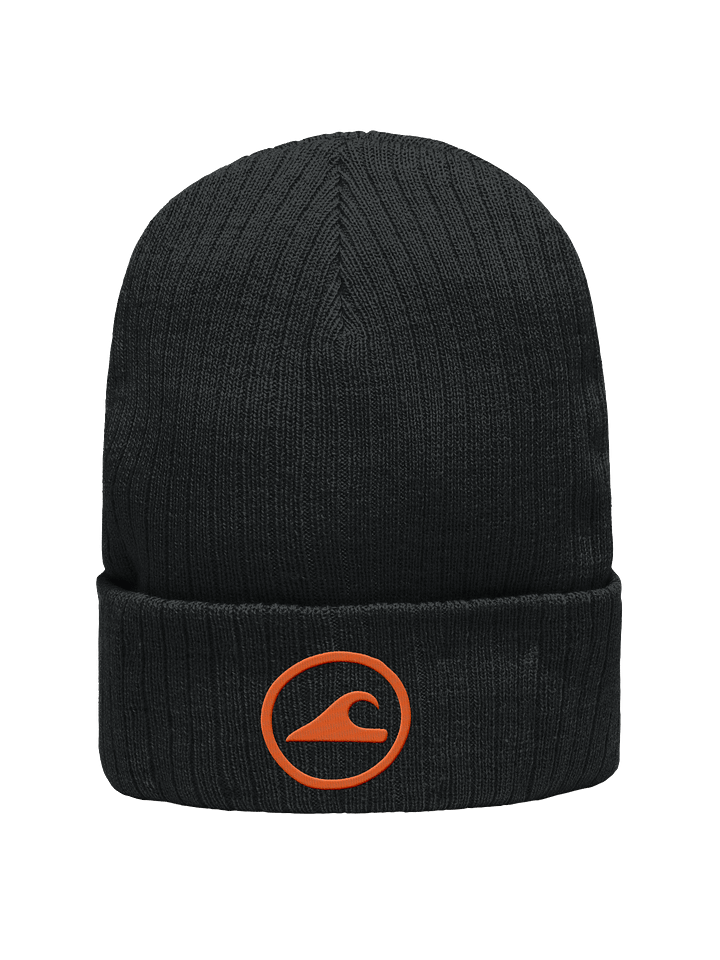Embroidered Wave Rider Atlantis Ribbed Knit Beanie (Citrus) product image (1)