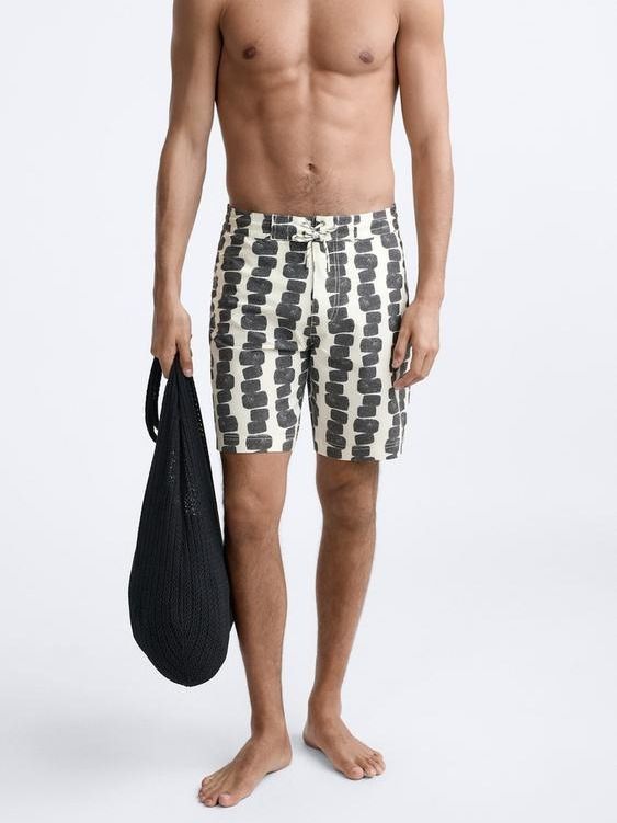 LONG ABSTRACT PRINT SWIMMING TRUNKS product image (7)