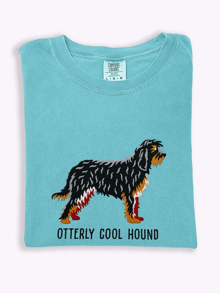 Otterly Cool Hound T-Shirt(Embroidered) of an Otterhound(Black & Tan) product image (1)
