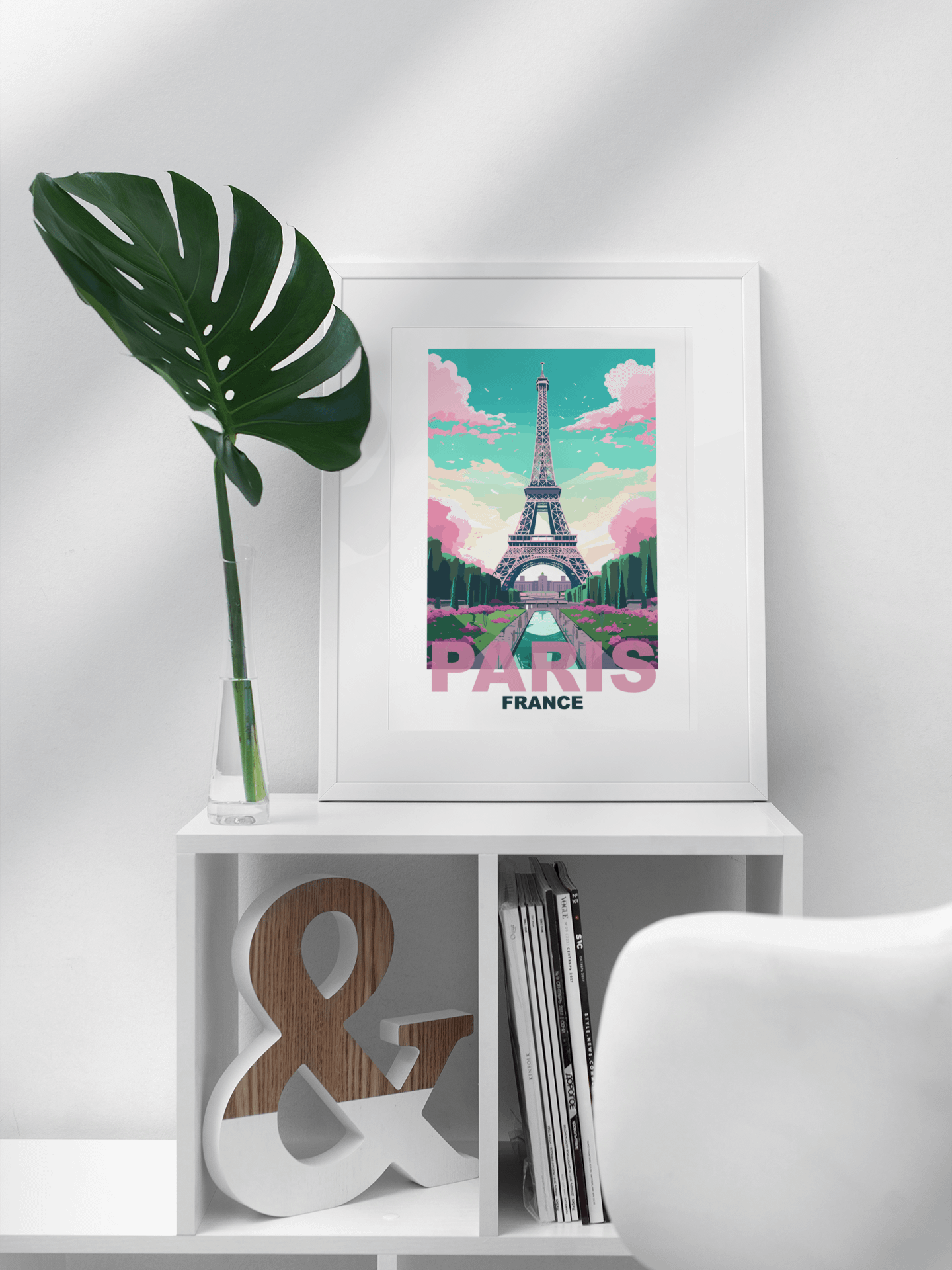 Vibrant Eiffel Tower Art Print, Parisian Skyline at Sunset, Pastel Colors Paris France Poster, Romantic Travel Decor, Chic Wall Art product image (3)