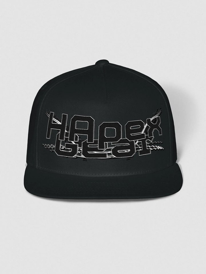 Flat Snapback Cap - Embroidered - Black HApex Gear White Logo product image (1)