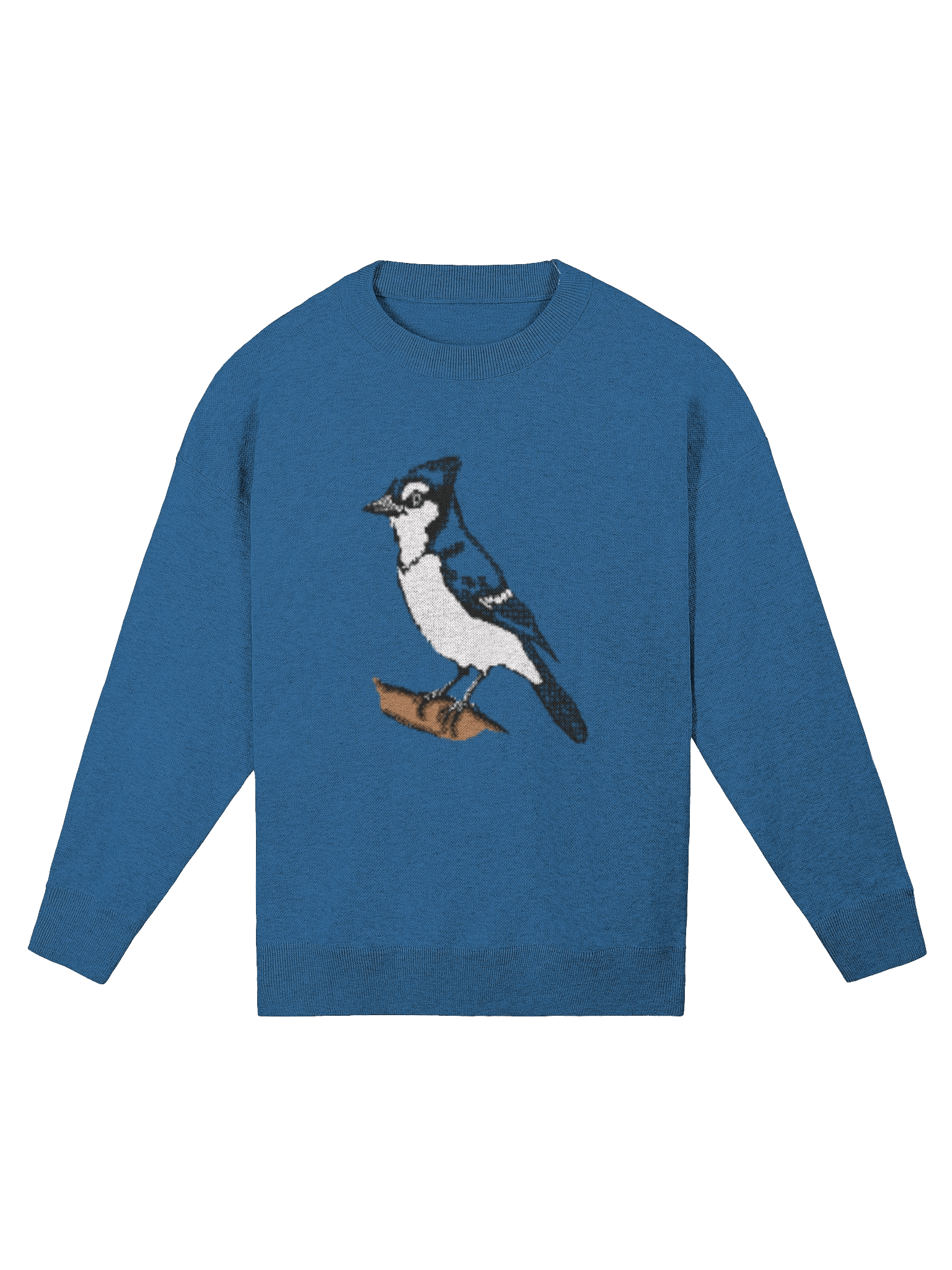 Blue Jay Jacquard Sweater – Relaxed Knit Pullover for Bird Lovers & Nature Enthusiasts product image (2)