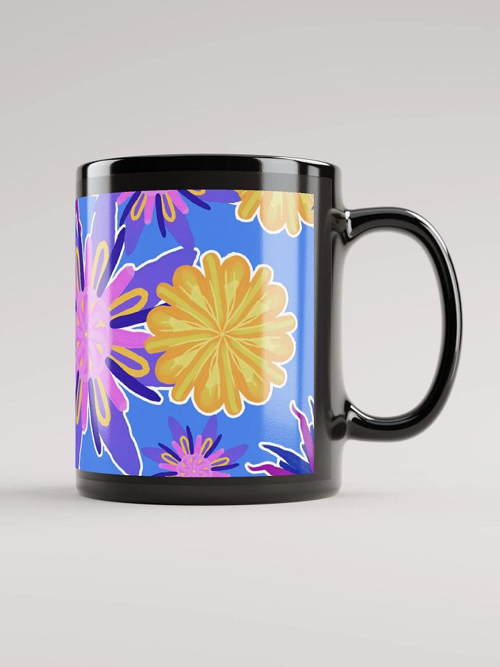 Fanciful Flowers on Powder Blue Black Mug product image (2)