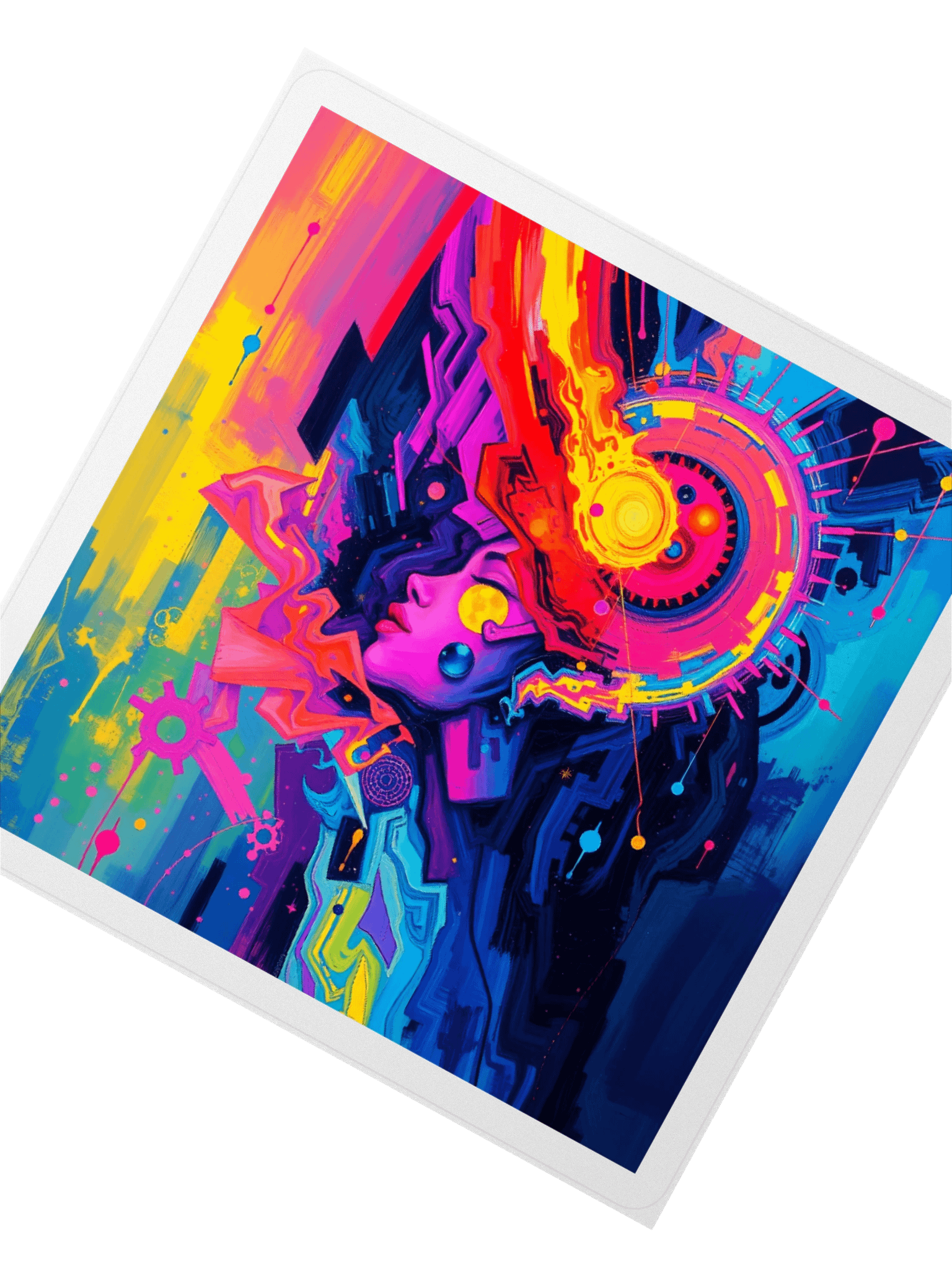 Sticker Psychedelic Abstract Vibrant Cosmic Neon Futuristic Art product image (2)