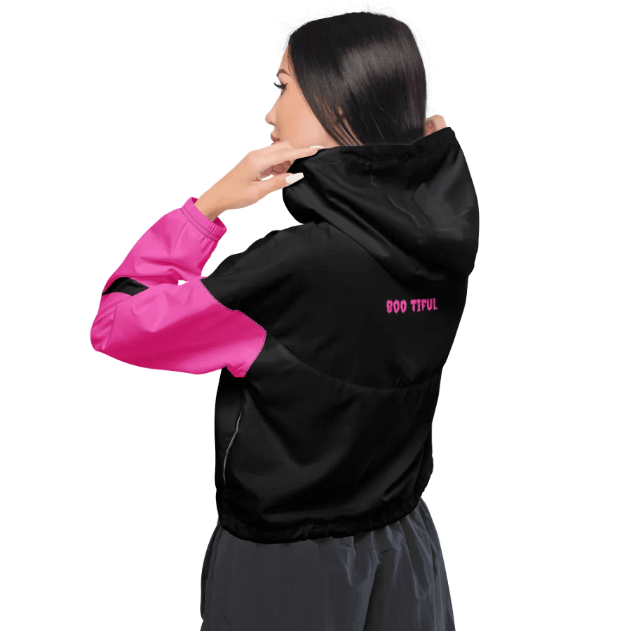 Pink Ghostly Glam Crop Hoodie Windbreaker product image (4)