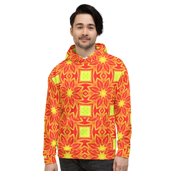Abstract Repeating Orange Flower Unisex Pull Over Hoodie product image (2)