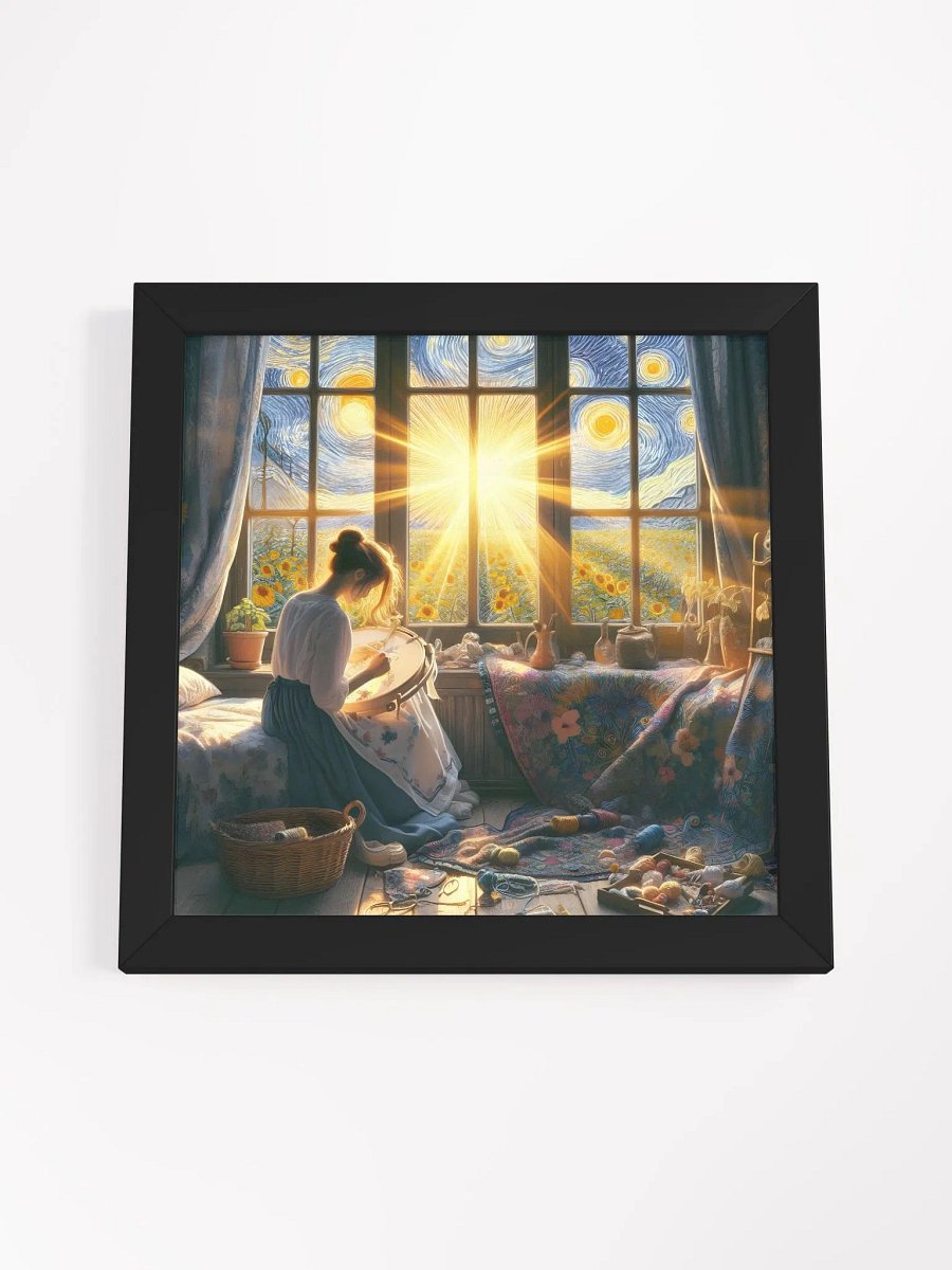 A Woman Sitting On A Window Sill With A Large Embroidery Hoop. product image (48)
