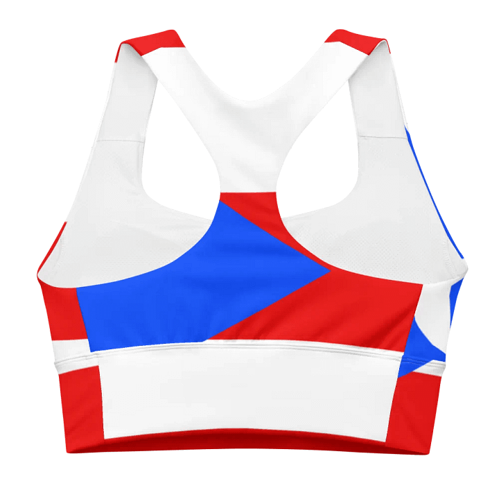All-Over Print Recycled Longline Sports Bra – Sustainable, Stylish, and Supportive product image (2)