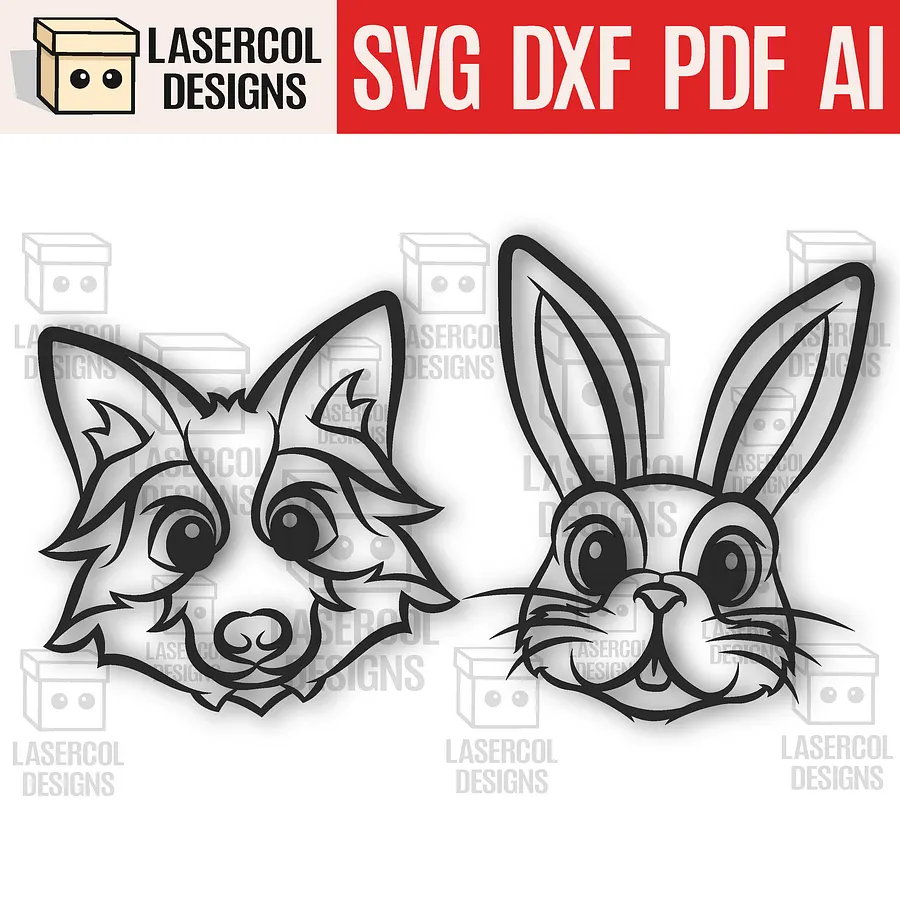 Cute Animals Wall Art Bundle - Laser Cut Files product image (6)