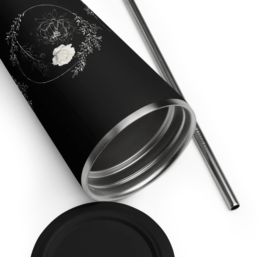 Floral White Line Tumbler with Straw product image (12)