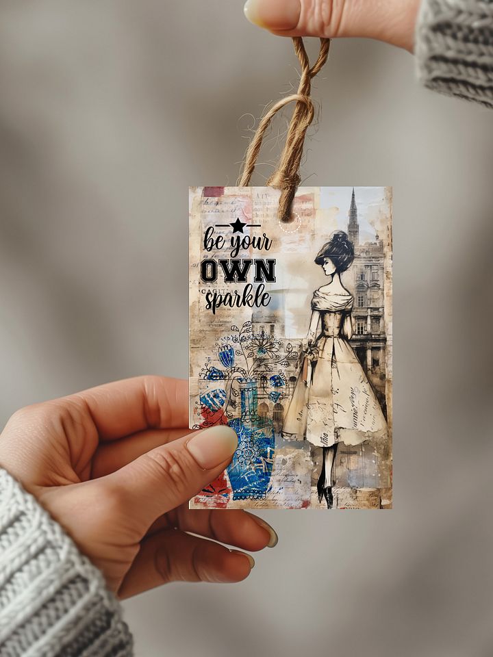 Inspirational Sayings Tags Set for Scrapbooking, Junk Journals, and Gift Giving - 6 Elegant 2.5" x 4" Tags with Pretty Ladies, Mixed Media Backgrounds, and Sepia Tones product image (2)