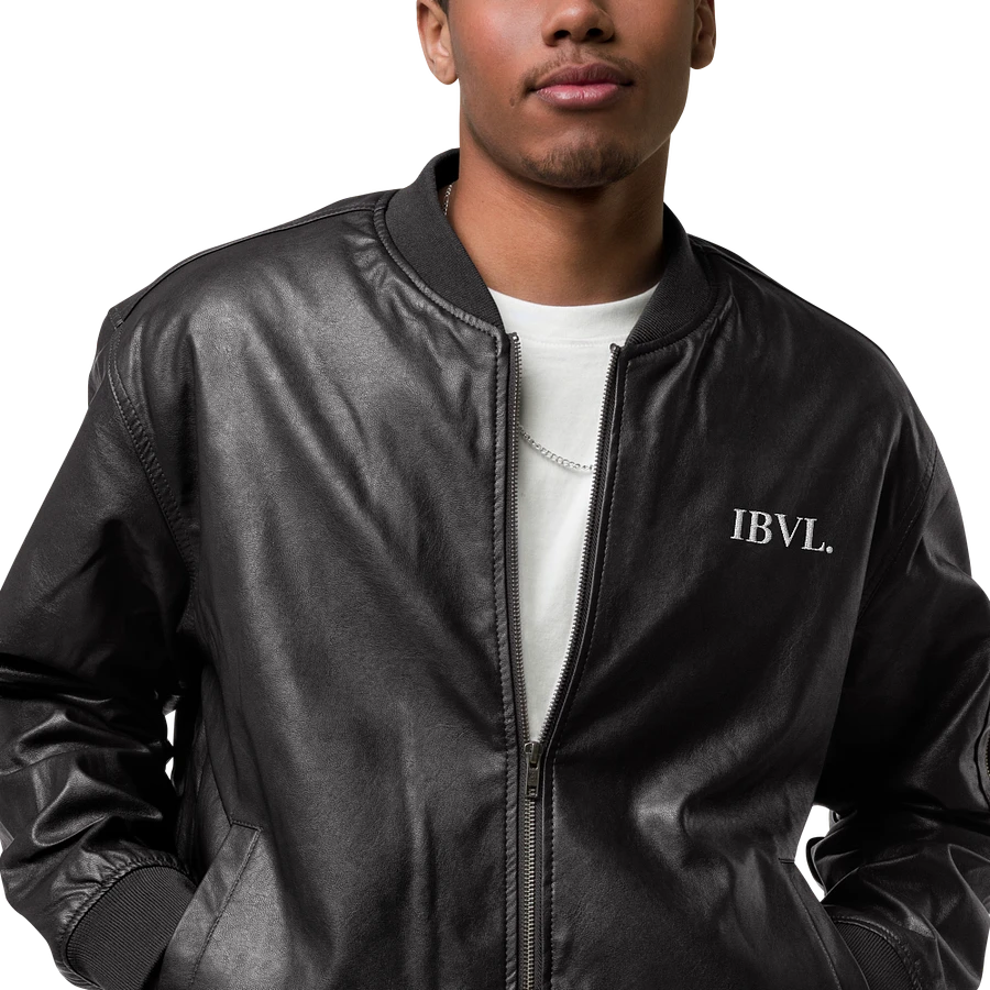 Embroidered Black IBVL Signature Unisex Faux Bomber Jacket product image (4)