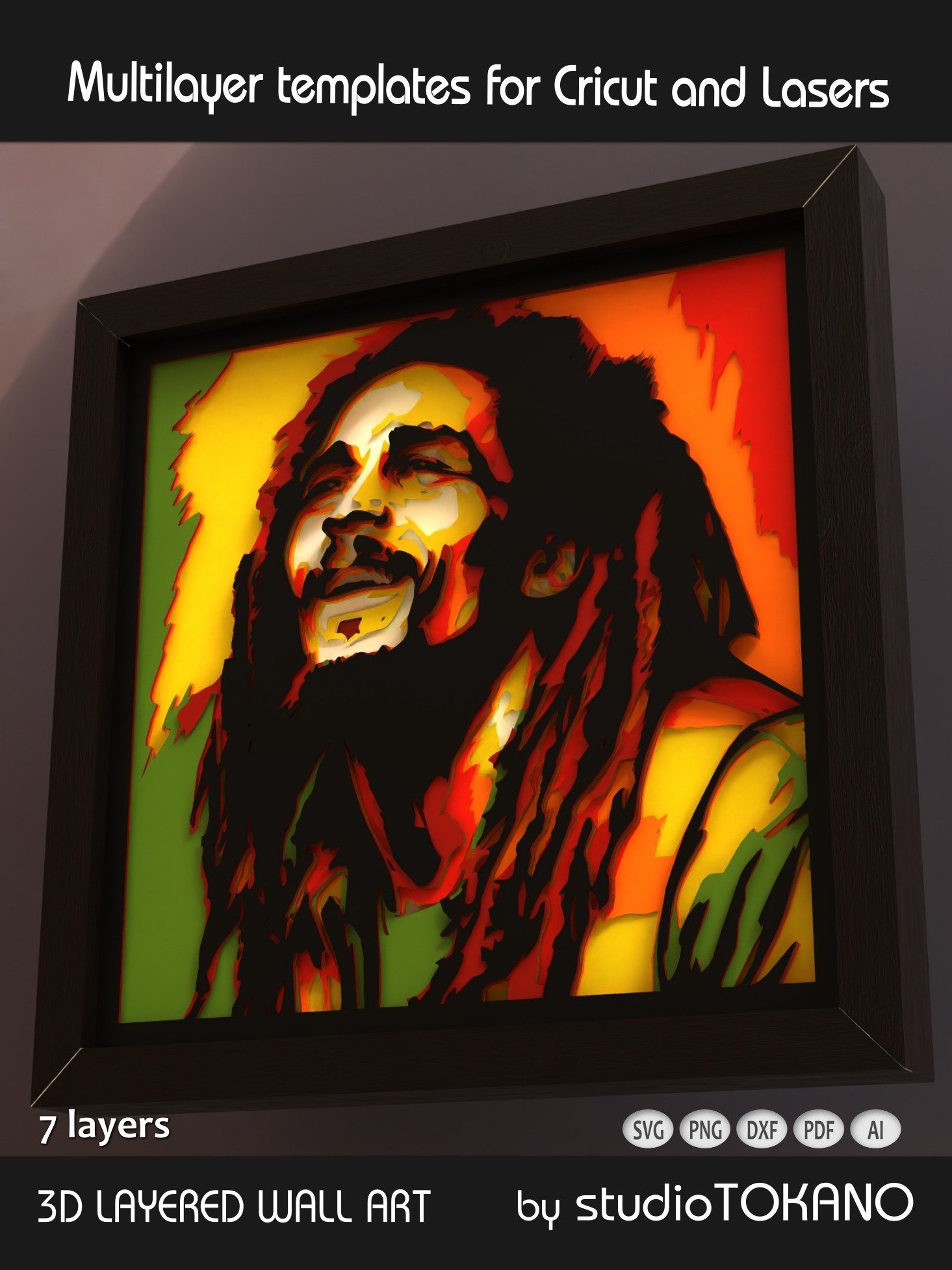 Bob Marley 3D layered Shadowbox product image (5)