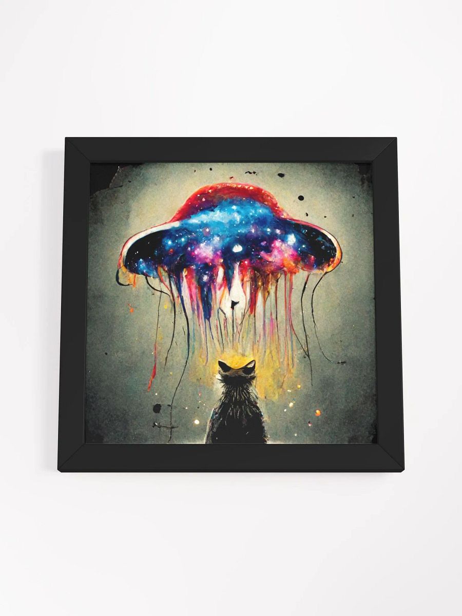 Jellyfish ship and curious kitty! Vibant Matte Wood-Framed Print product image (20)