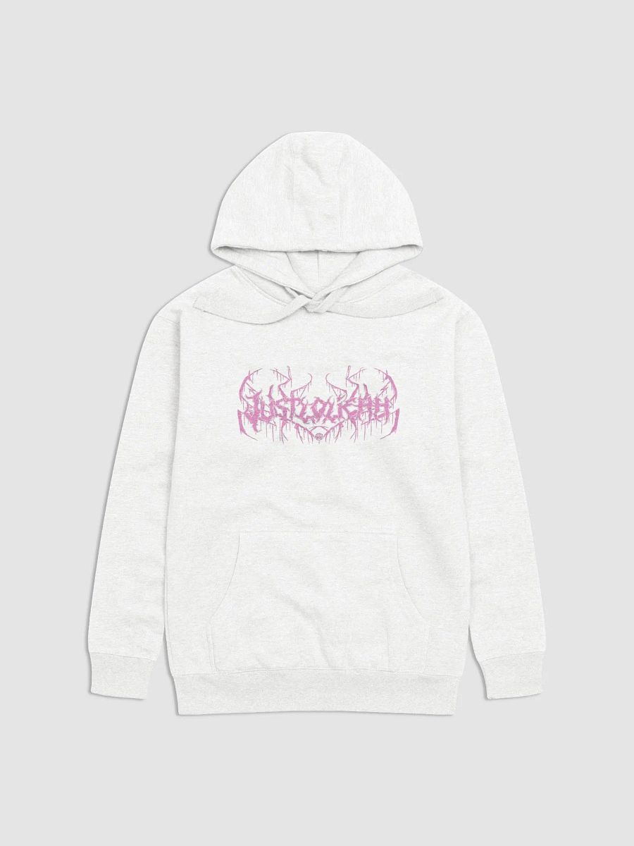 Justloliehh metal logo Pink n White HOODIE product image (1)
