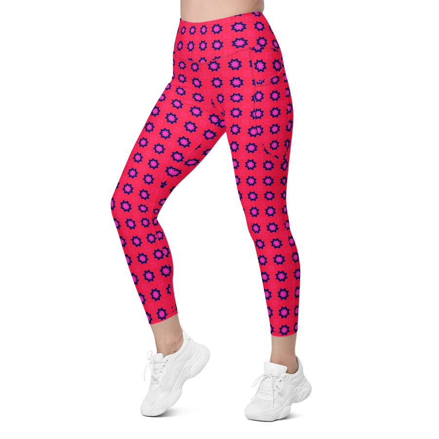 Abstract Red Ladies Leggings (with pockets) product image (10)