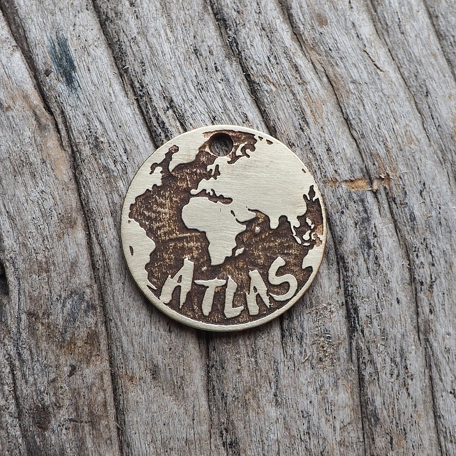 Personalized Pet Name Tag with Atlas-Inspired Design for Dogs and Cats. product image (2)