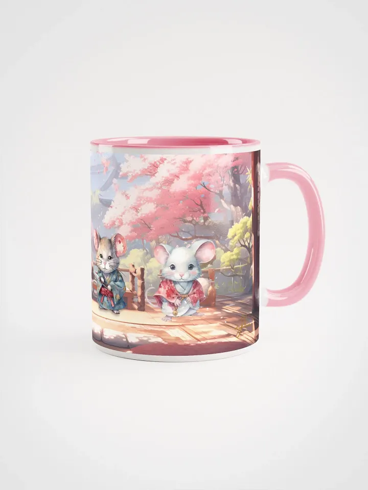 Sakura Snowstorm Mug | Japanese Aesthetic Drinkware | Cherry Blossom Mice Design product image (1)