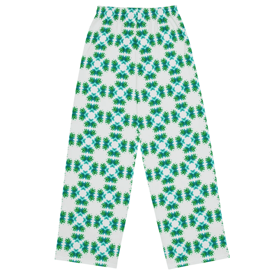 Botanical Green Geometric Wide-Leg Pants product image (3)