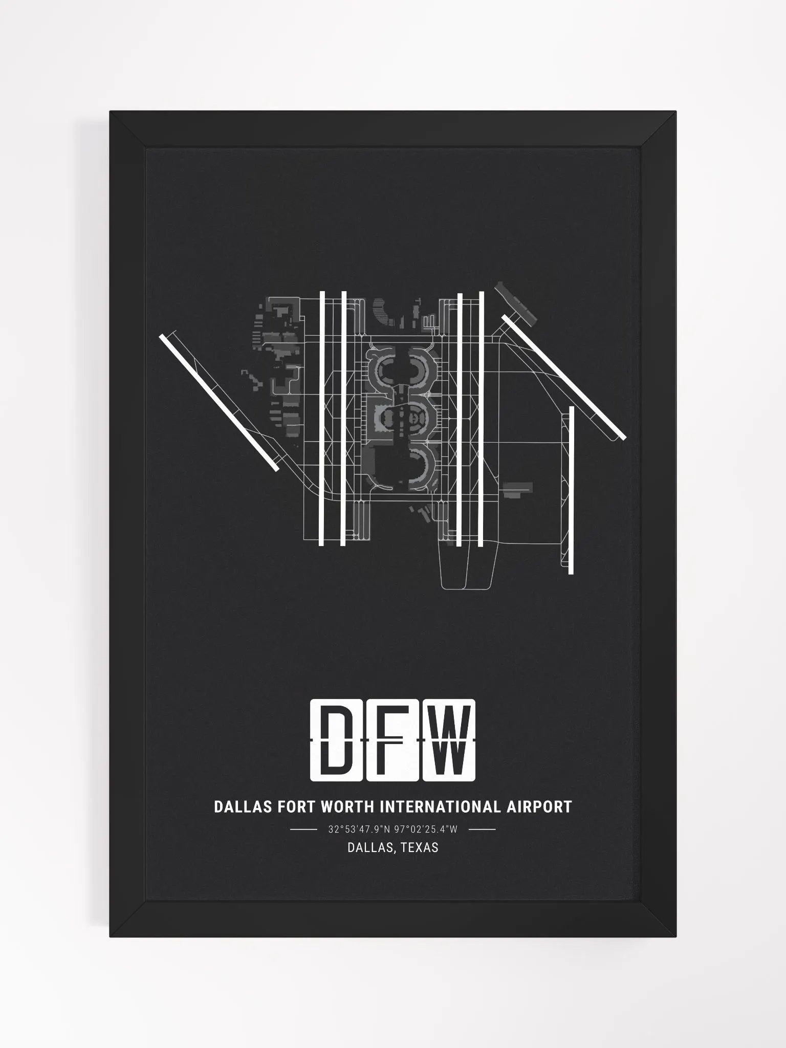 Framed Airport DFW Premium Map On Matt Paper product image (1)