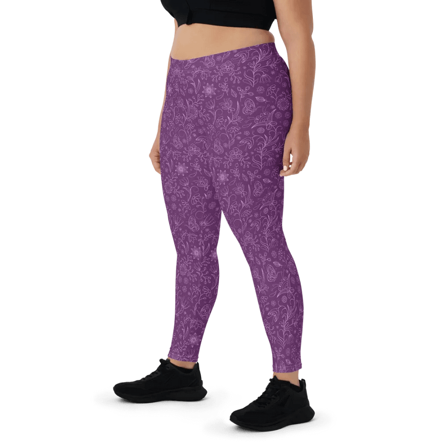 Dark Purple Floral Women's Leggings product image (8)
