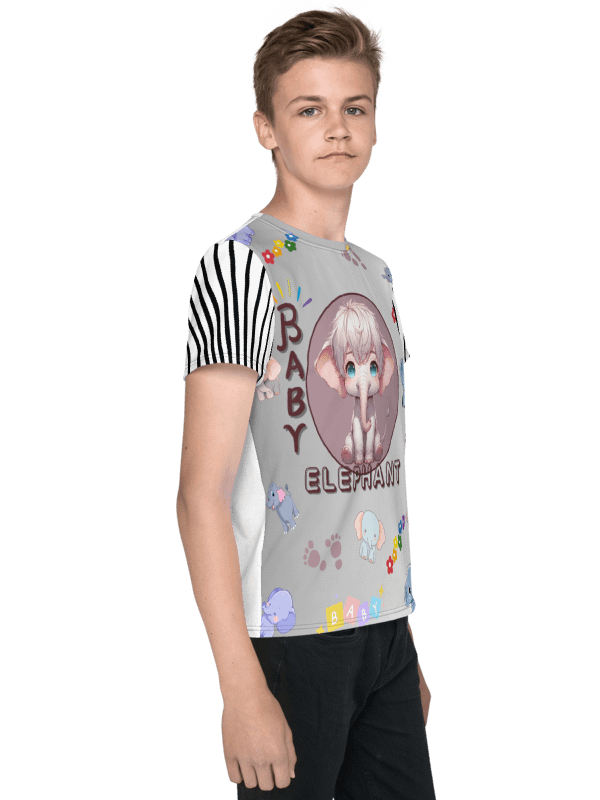 KIDS- GIRL TEE -BABY ELEPHANTS (GRADIENT) - All-Over Print Youth Crew Neck T-Shirt product image (5)