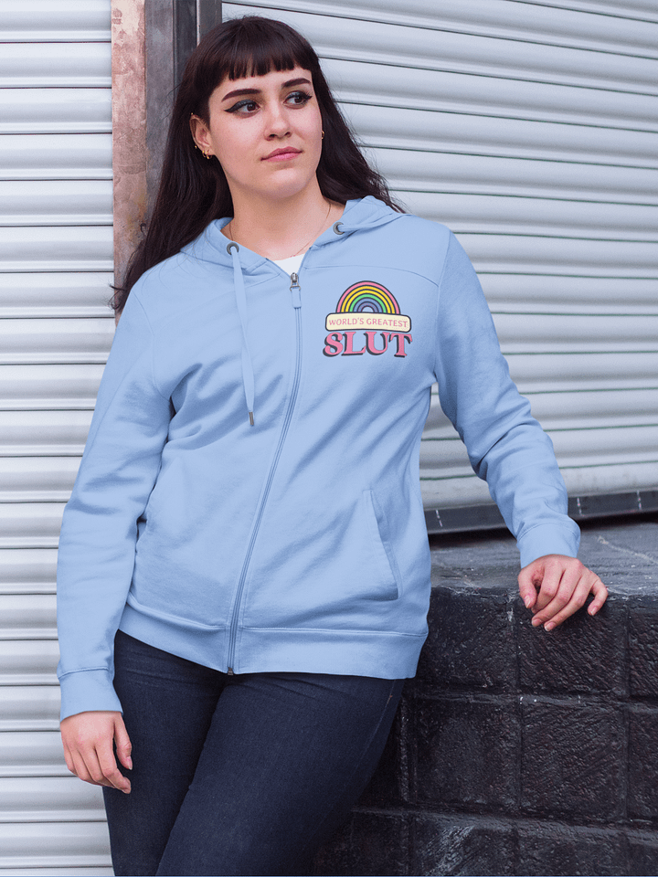 (2 sided) World's Greatest Slut zip hoodie product image (1)