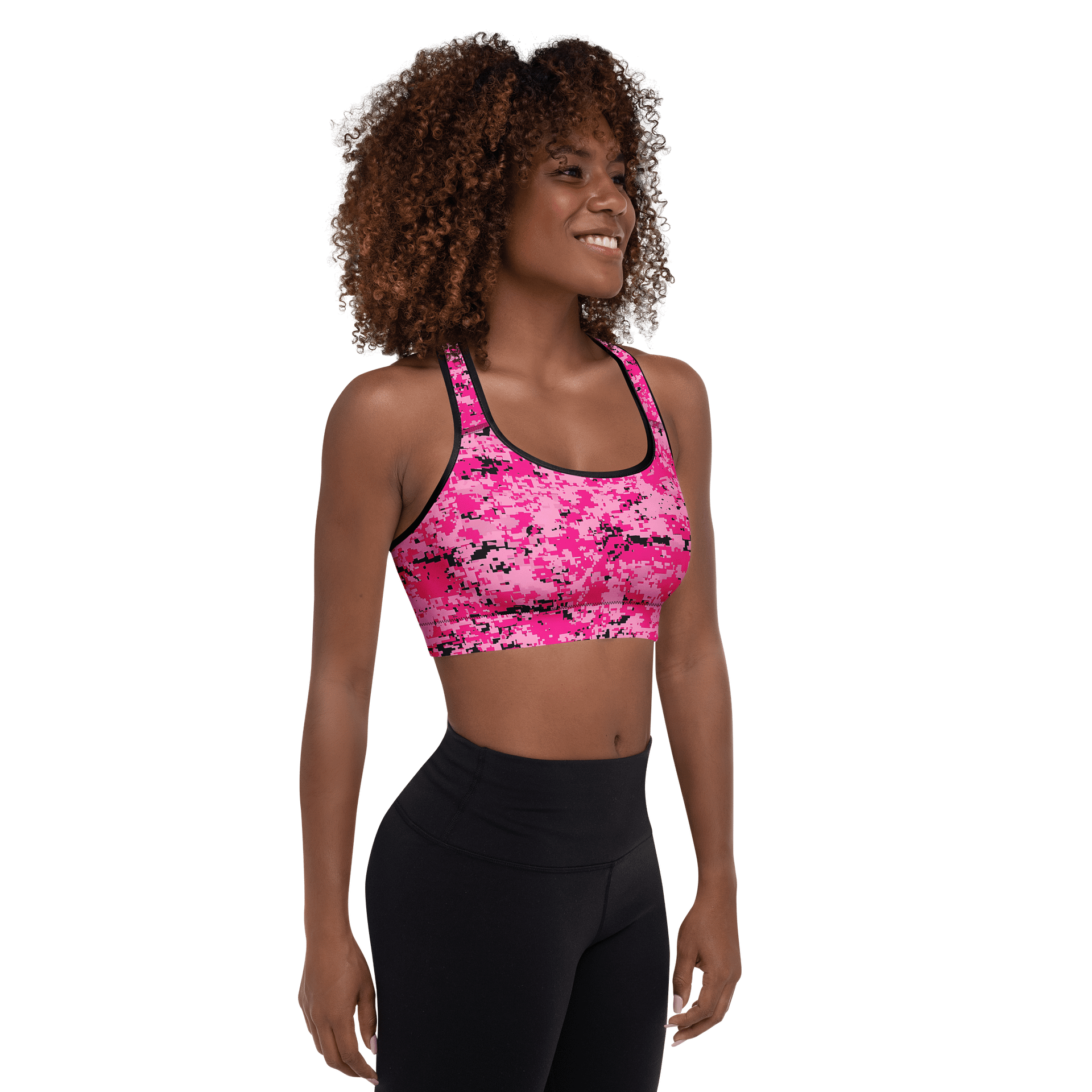 Pixelated Pink Camo Padded Sports Bra product image (6)