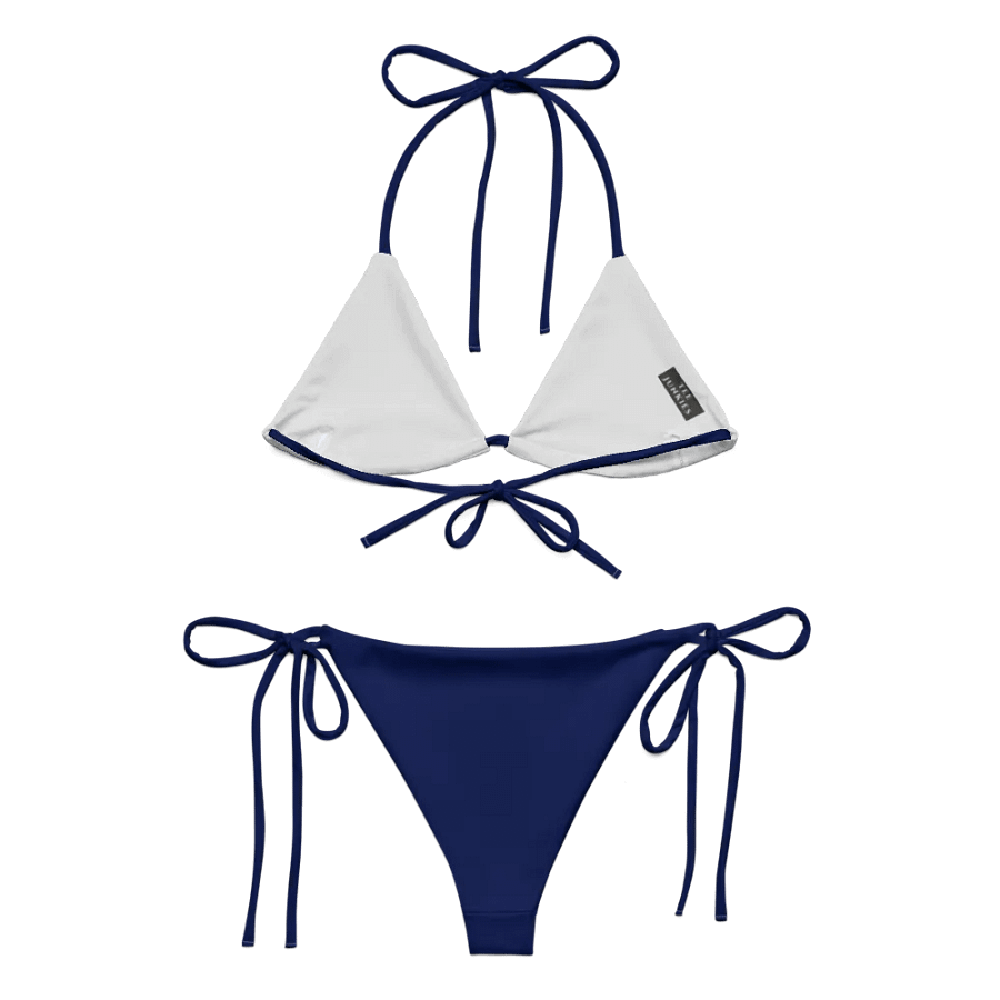 Low Rise Cheeky String Bikini, Red White And Blue Top, Blue Bottoms product image (5)