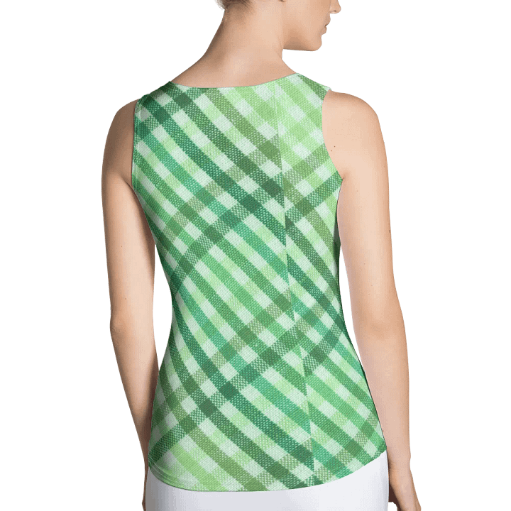 ALL-OVER PRINT GREEN CHECKERED PATTERN VINTAGE CHECKERED WOMEN'S TANK TOP product image (2)