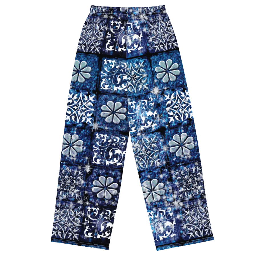Blue Ice Crystals Motif Wideleg Pants product image (1)