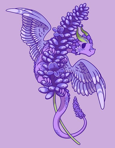 Lavander dragon! Lavander represents  purity, calmness, serenity, grace, and devotion due to its association with ancient pur...