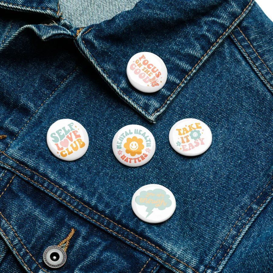 Good Vibes Mental Health Pin Button Set product image (16)