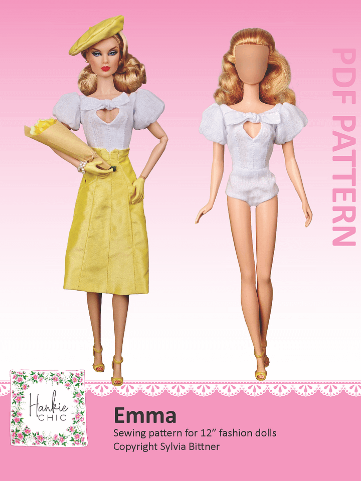 Emma sewing pattern for 12" fashion dolls product image (1)