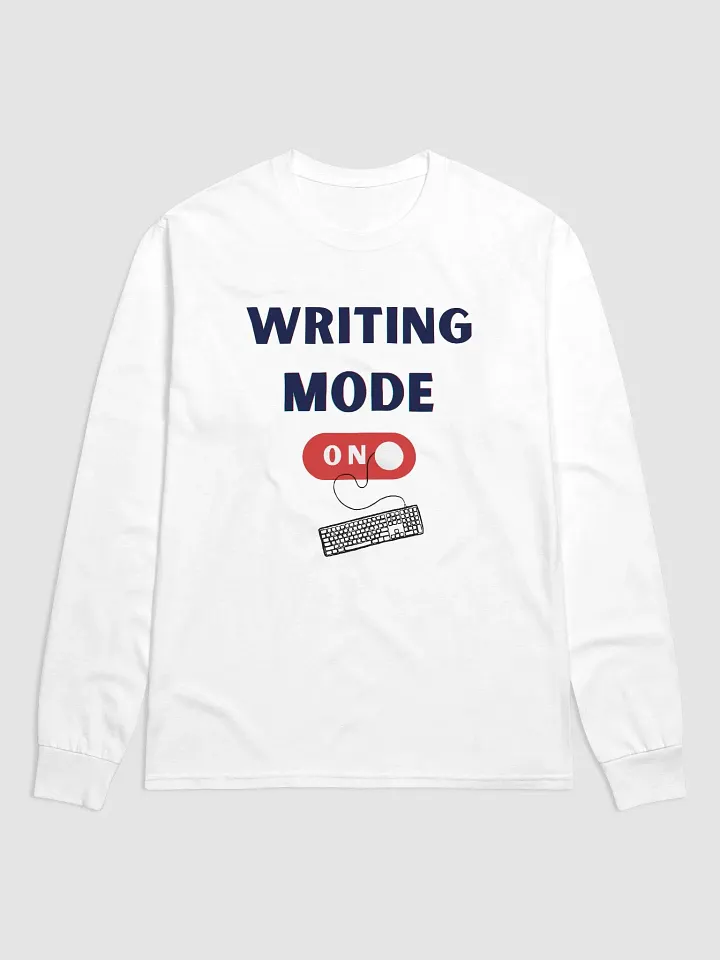 Writing Mode On - White long sleeve T-shirt product image (1)