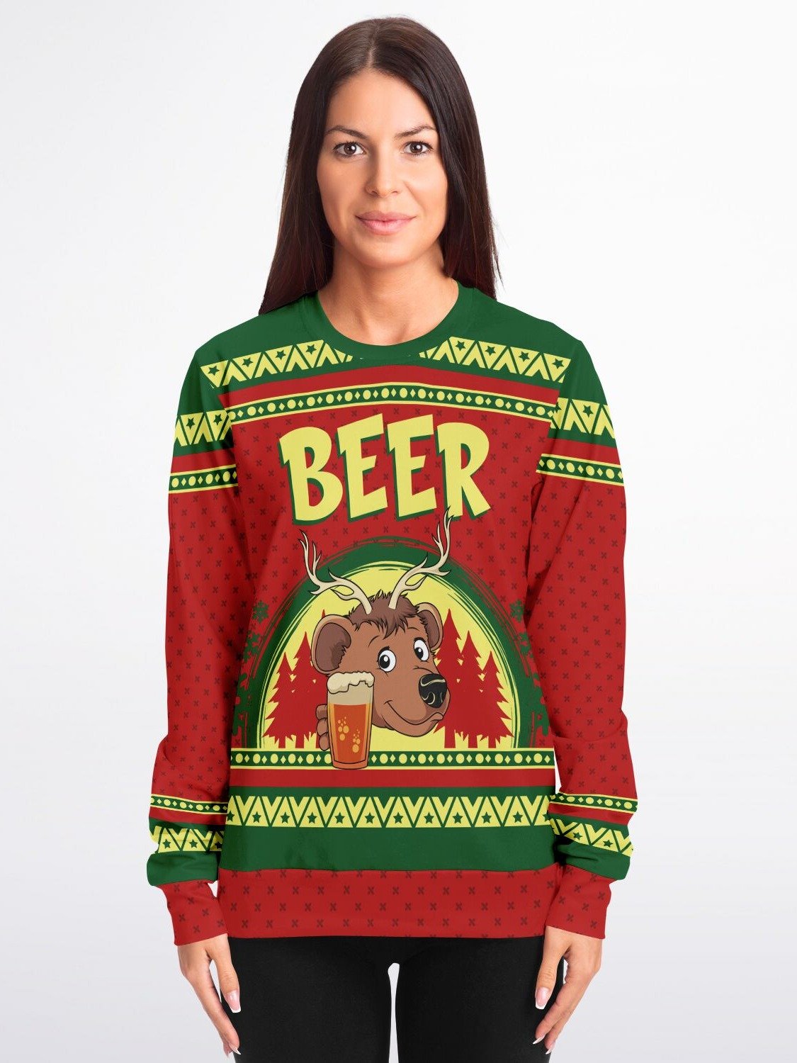 Beer Reindeer Christmas Sweatshirt | Holiday Beer Lover Gift | Funny Drinking Ugly Sweater | Winter Party Outfit product image (1)