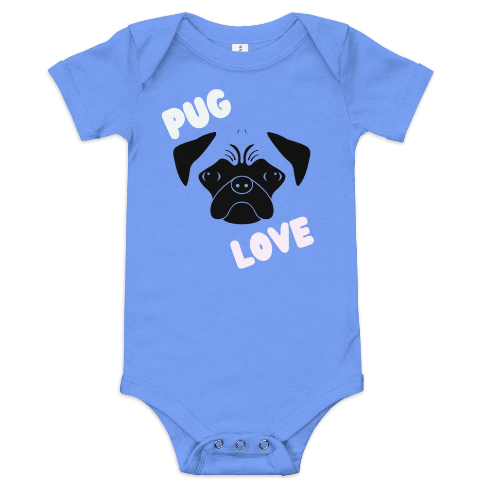 Pug Love Baby Onesie Heather Columbia Blue product image (1)