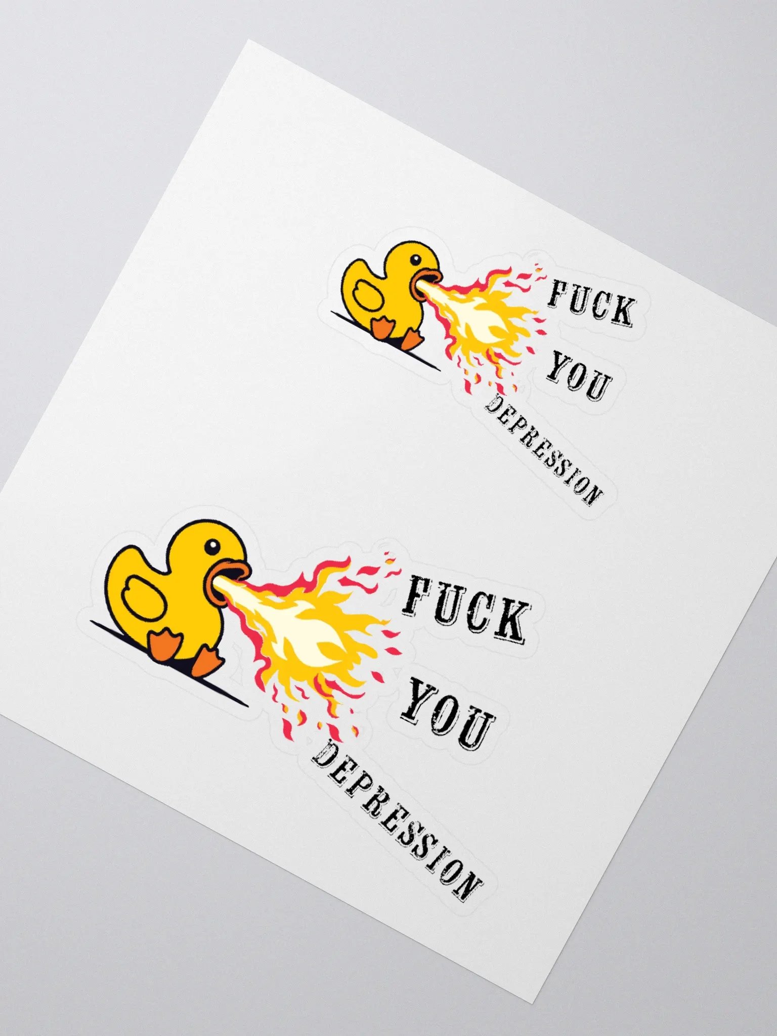 F*ck you Depression Fiery Duck Kiss Cut Stickers product image (2)