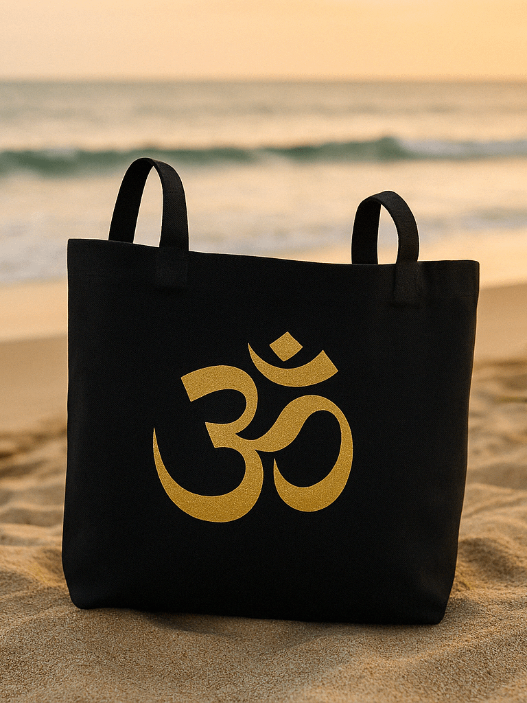 Om Symbol Tote Bag – Black | Minimalist Spiritual Tote for Yoga & Mindful Living product image (4)